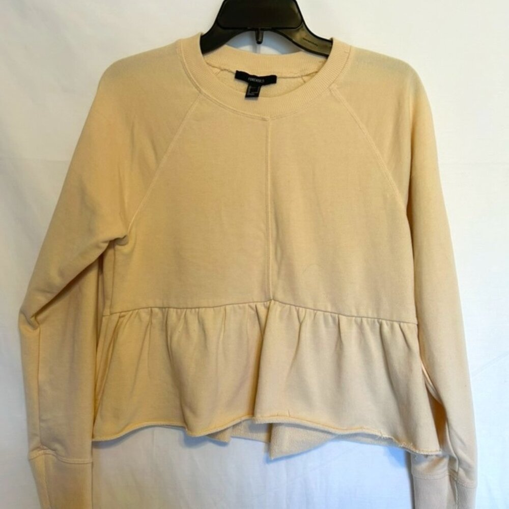 Forever 21 Crop Long Sleeve Sweater - Yellow ~ Size Small